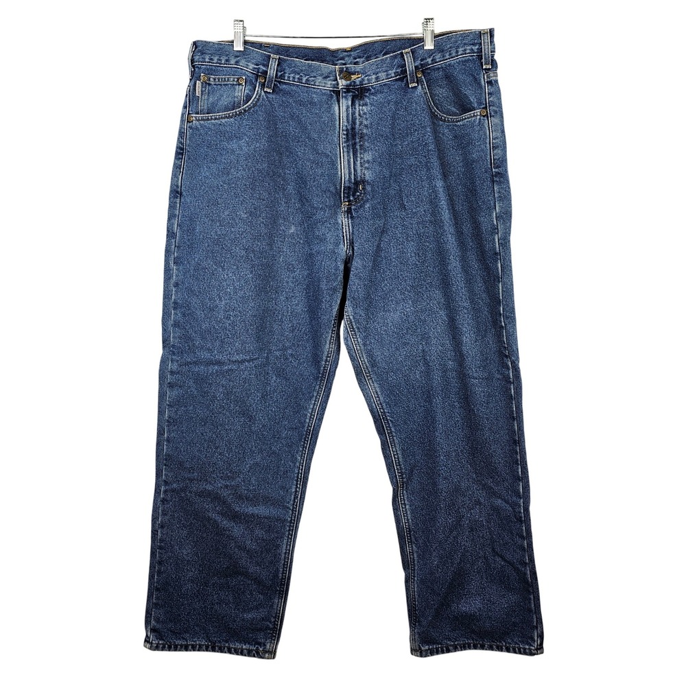 Carhartt Relaxed Fit Flannel Lined Jeans Mens 42x30 Blue Denim Workwear‎ Pants